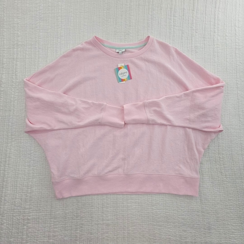 Cabana by Crown & Ivy Dolman Sleeve Sweatshirt Women's XL Light Pink NEW Crew - Picture 3 of 14